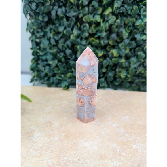 Pink Petal Agate Cotton Candy Agate crystal tower druzy witchy coquette girly - Picture 3 of 4